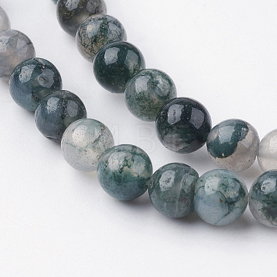Natural Moss Agate Bead Strands G-G735-62-6mm-1
