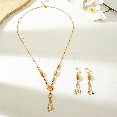 Flower Stainless Steel Column Tassels Earrings & Necklaces Sets for Women TX1175-1
