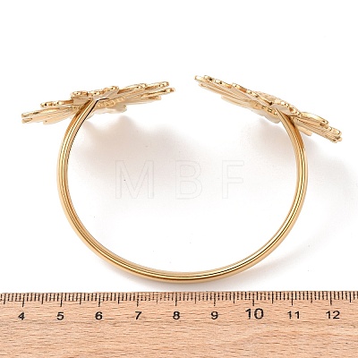 304 Stainless Steel Flower Cuff Bangles for Women BJEW-Z157-02G-03-1