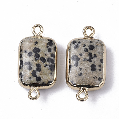 Edge Golden Plated Natural Dalmatian Jasper Links connectors G-S359-034D-1