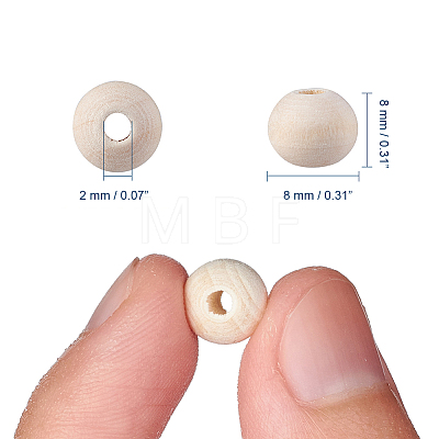 Natural Unfinished Wood Beads LS-WOOD-S651-8mm-LF-1