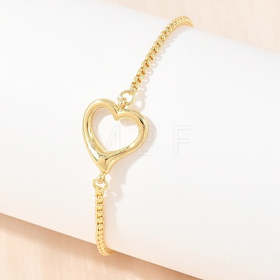 Brass Heart Link Bracelets for Women KK-CBA68DA-02-1