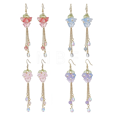 Transparent Two Tone Spray Painted Glass & Acrylic Dangle Earrings EJEW-JE06923-1