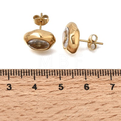 6 Pairs 304 Stainless Steel Pave Cubic Zirconia Stud Earrings SA-CBADCF0-04G-04-1