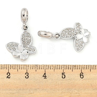 Rack Plating Alloy Pave Crystal Rhinestone Insect European Dangle Charms FIND-B034-14P-01-1