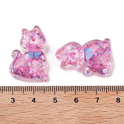 Transparent Resin Bowknot Kitten Decoden Cabochons RESI-M045-07B-1