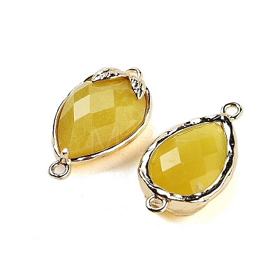 Natural Jade Faceted Teardrop Connector Charms G-B081-03G-07-1