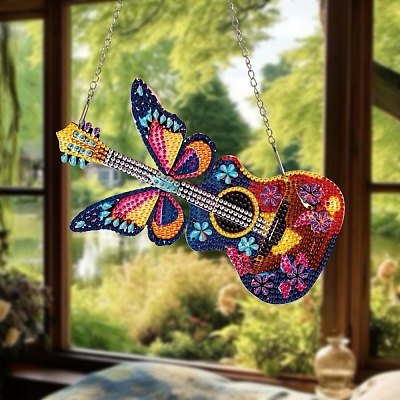 Butterfly Guitar DIY Diamond Painting Pendant Decoration Kits PW-WGBC517-01-1