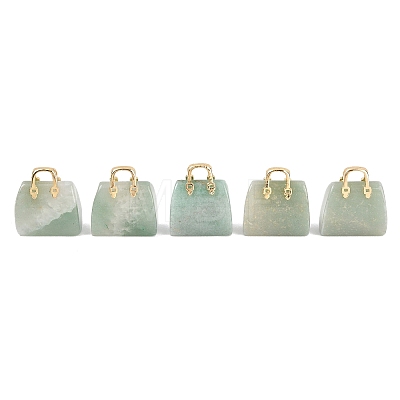 Natural Green Aventurine Brass Pendants KK-E274-01G-14-1