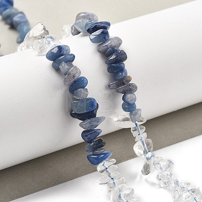 Natural Quartz Crystal & Blue Aventurine(Dyed & Heated) Beads Strands G-L610-A28-01-1