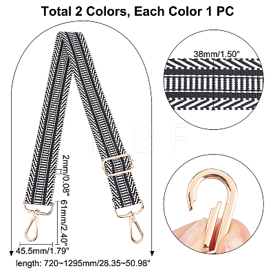   2Pcs 2 Colors Cotton Tape Bag Handles FIND-PH0002-42-1