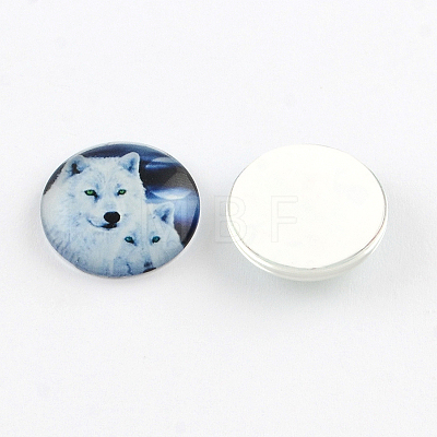 Half Round/Dome Wolf Pattern Glass Flatback Cabochons for DIY Projects X-GGLA-Q037-25mm-28-1