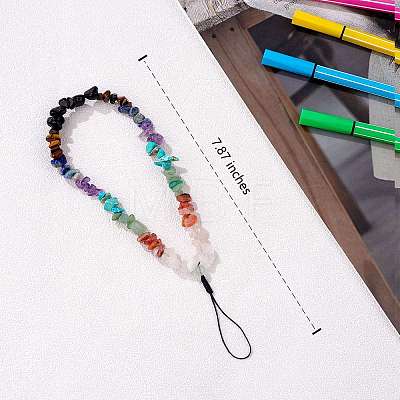 Natural & Synthetic Gemstone Chips Cell Phone Lanyard Wrist Strap HJEW-SW00018-06-1