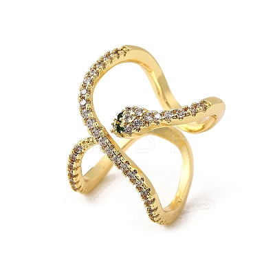 Brass Micro Pave Cubic Zirconia Cuff Rings for Women RJEW-F188-01G-1