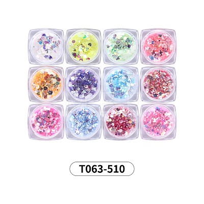 12 Jar Holographic Nail Glitter Powder Flakes Set MRMJ-T063-510-1