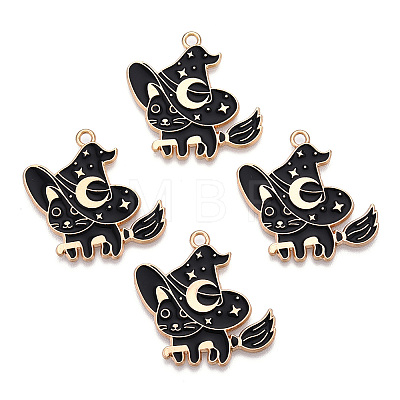 Light Gold Tone Alloy Enamel Pendants ENAM-N056-194-1