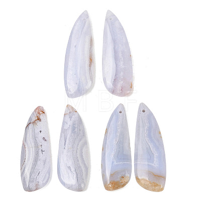 Natural Blue Lace Agate Pendants G-K381-25-1