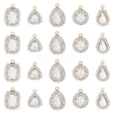 20Pcs 5 Style Alloy Rhinestone Pendants ALRI-FH0001-17-1