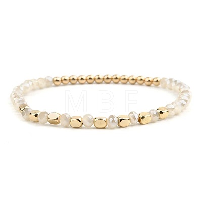 Narual White Jade & Synthetic Non-magnetic Hematite Beads Stretch Bracelets for Women KP6261-2-1