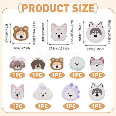9Pcs 9 Styles Cartoon Dog Acrylic Brooch JEWB-TA0001-38-1