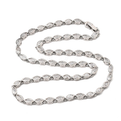 Brass Micro Pave Cubic Zirconia Geometric Tennis Necklaces NJEW-C121-02C-P-1