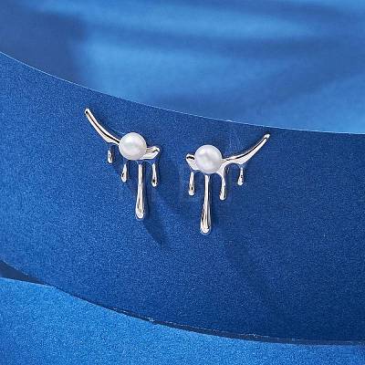 Natural Pearl Ear Studs EJEW-P286-37P-1