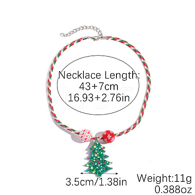 Christmas Acrylic Pendant Polyester Cord Necklaces with Alloy End Chains FS-WG3DBCD-03-1