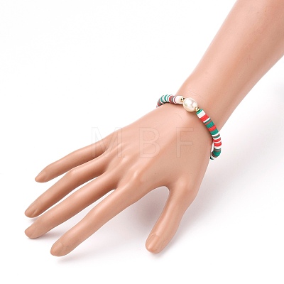 Polymer Clay Heishi Beads Stretch Bracelets BJEW-JB05707-1