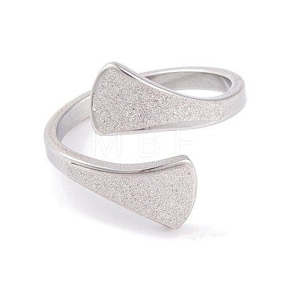 Non-Tarnish 304 Stainless Steel Triangle Open Cuff Ring foe Women RJEW-C086-19-P-1