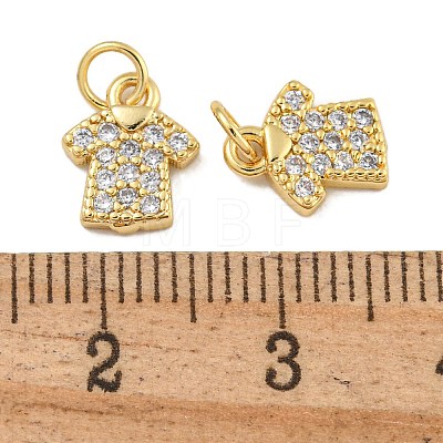 Rack Plating Brass Micro Pave Clear Cubic Zirconia Charms KK-U030-20G-1