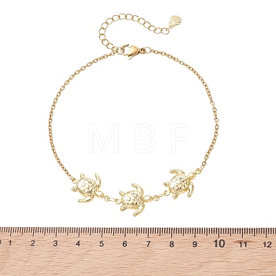 3Pcs 3 Styles Summer Beach 304 Stainless Steel Turtle Link Anklets for Women AJEW-AN00768-1