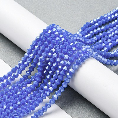 Opaque Solid Color Electroplate Glass Beads Strands EGLA-A039-P4mm-A11-1