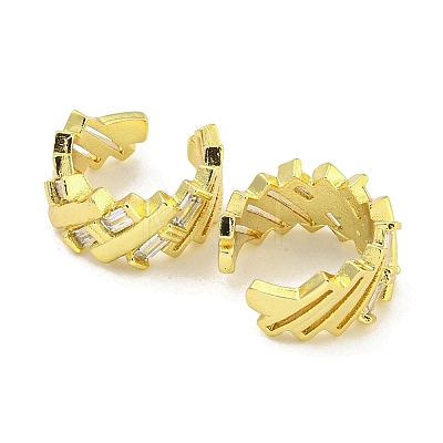 Brass Micro Pave Cubic Zirconia Cuff Earrings EJEW-C104-059G-1