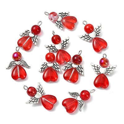 90Ppcs 3 Styles Valentine's Day Glass Pendants PALLOY-CJ00117-1