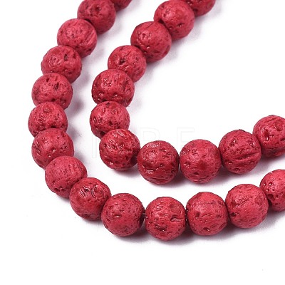 Synthetic Lava Rock Beads Strands G-S277-6mm-12-1