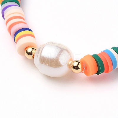 Polymer Clay Heishi Beads Stretch Bracelets BJEW-JB05707-04-1