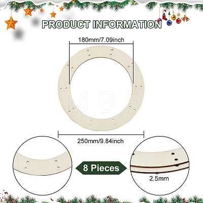 Fingerinspire 8Pcs Wreath Frames for Crafts WOOD-FG0001-35-1