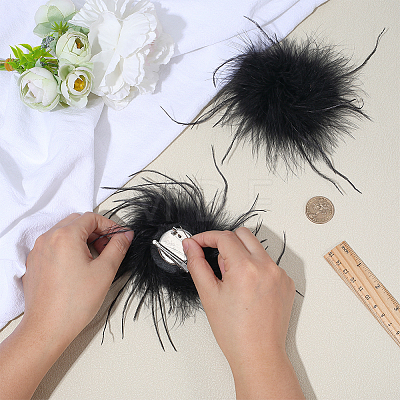 Ostrich Feather Brooches for Clothes JEWB-WH0030-98-1