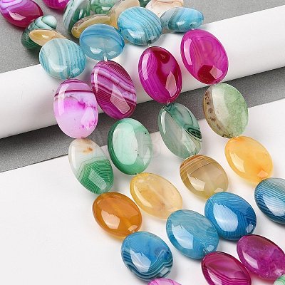 Natural Striped Agate/Banded Agate Beads Strands G-Q182-01H-1