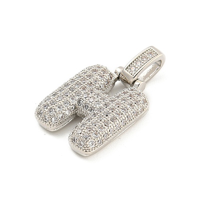 Brass Micro Pave Clear Cubic Zirconia Pendants KK-B099-01P-H-1