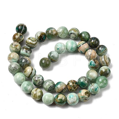 Natural Green Line Jasper  Beads Strands X-G-L639-A01-6mm-1