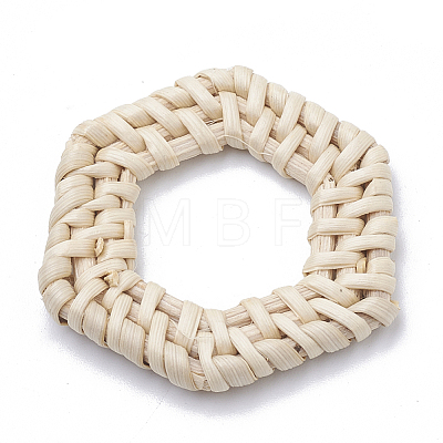 Handmade Reed Cane/Rattan Woven Linking Rings WOVE-Q075-17-1