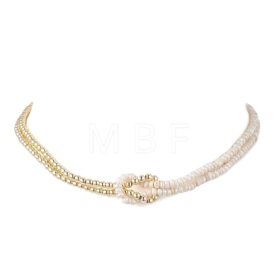 Natural Freshwater Pearl Potato with Electroplated Synthetic Non-magnetic Hematite Beaded 2-Strand Necklaces for Women NJEW-JN05955-1