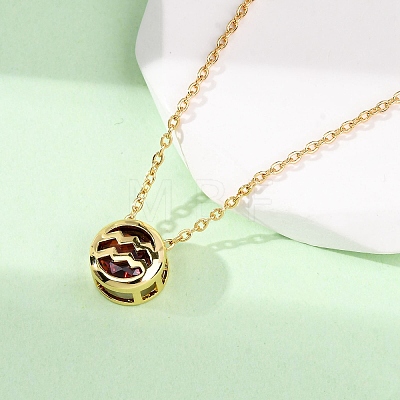 Brass Pave Cubic Zirconia Birth Stone Constellation Pendant Cable Chain Necklaces LS-NJEW-D334-01G-02-1