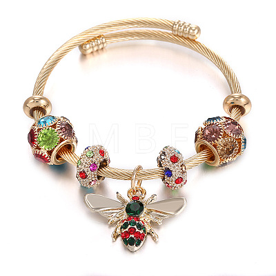 European Style Bees 201 Stainless Steel Charms Bangles LS-DW3223-1