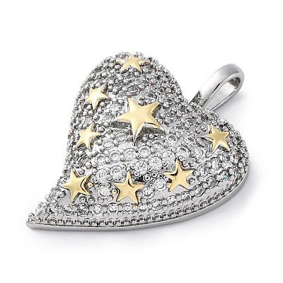 Brass Micro Pave Cubic Zirconia Pendants KK-S510-32GP-03-1