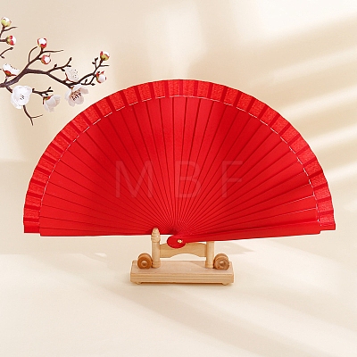 Spanish Solid Color Bamboo with Paper Folding Fan PW-WGF3F0E-06-1