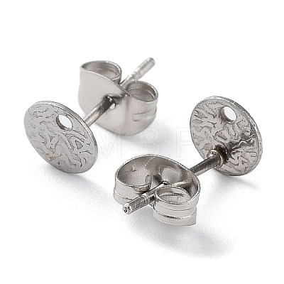 Non-Tarnish 201 Stainless Steel Flat Round Stud Earring Findings STAS-K259-18A-P-1