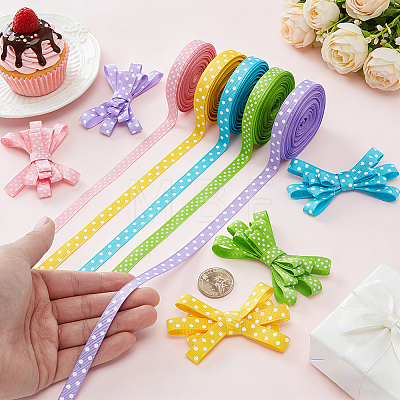 5 Colors Polka Dot Polyester Ribbon OCOR-GA0002-97-1