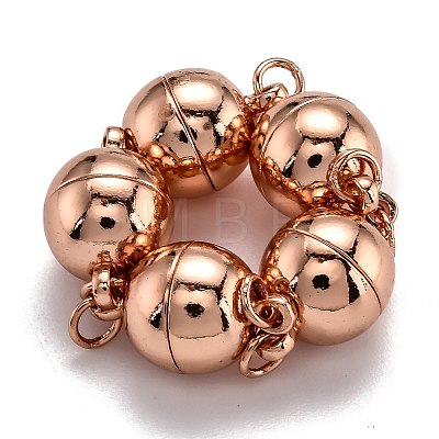 Rack Plating Brass Magnetic Clasps with Loops LS-KK-F801-03B-RG-1